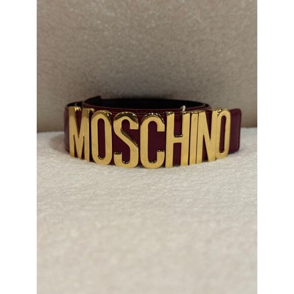 MOSCHINO Logo Calfskin Magenta Violet Belt main image 6